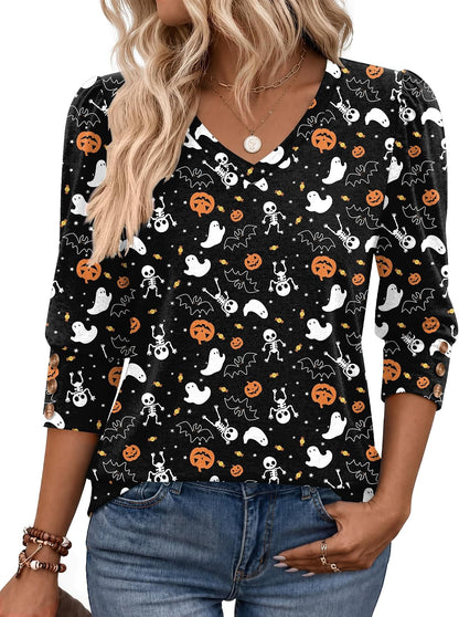 Zeagoo Womens 3/4 Sleeve V Neck T Shirts Dressy Casual Tops
