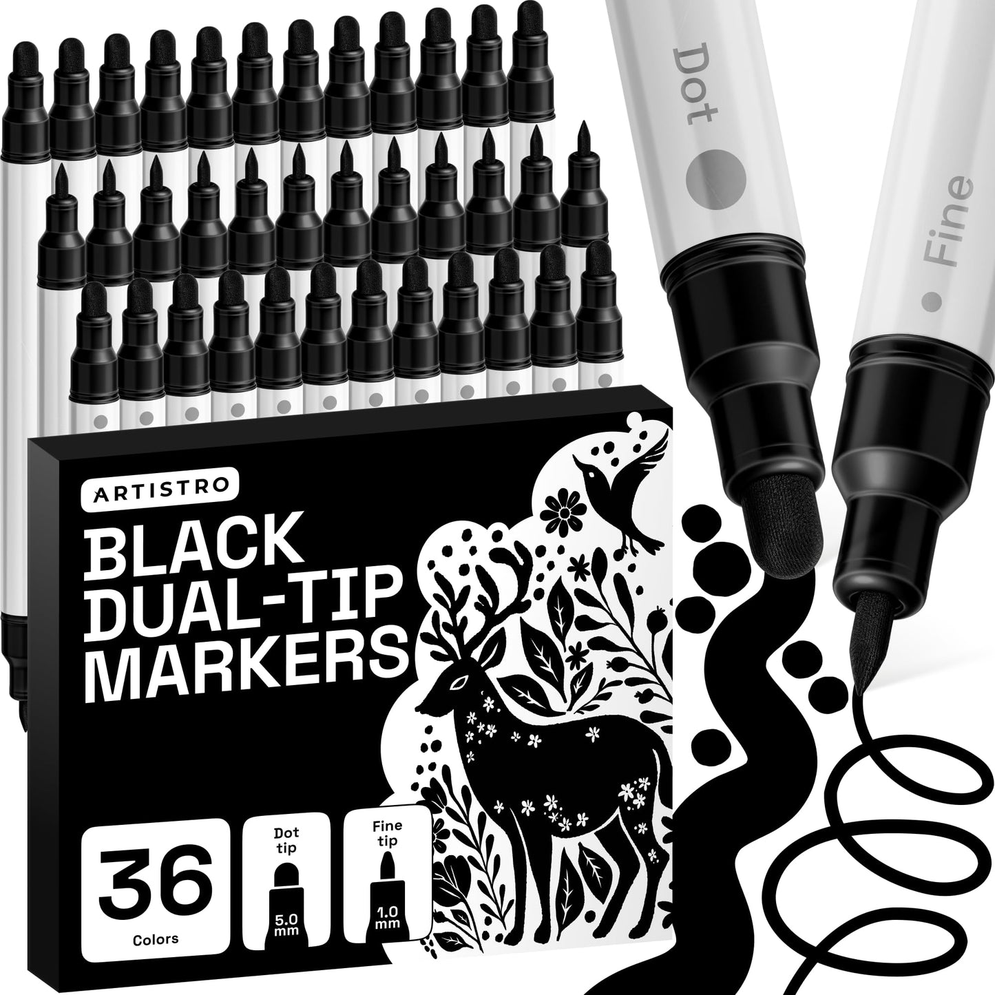 ARTISTRO Dual-Tip Acrylic Paint Marker Pens - Set of 36