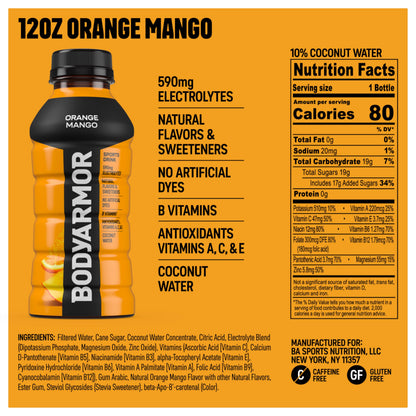 BODYARMOR Sports Drink, Strawberry Banana, Electrolyte Drink Hydration, 12 Fl Oz Bottles (8 Pack), Flavored Coconut Water with B Vitamins & Antioxidants