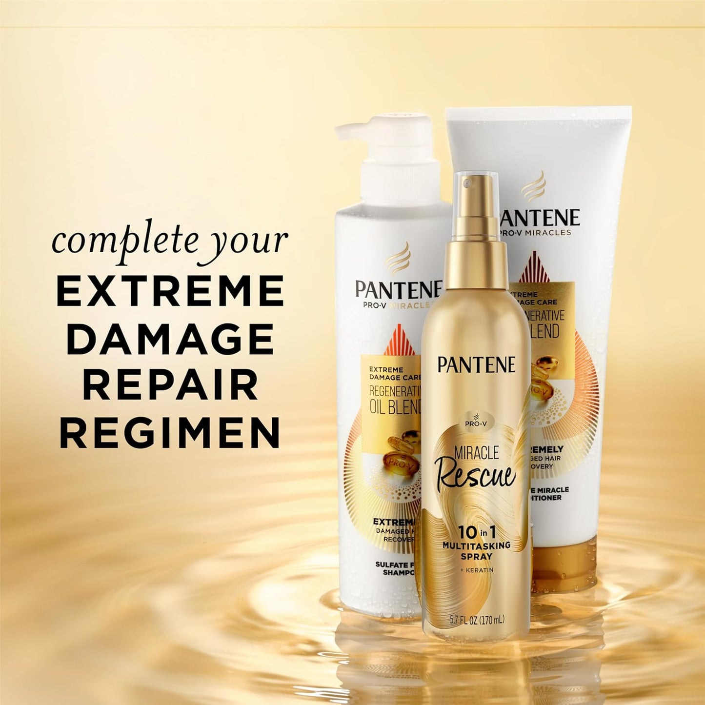 Pantene Miracle Rescue 10-in-1 Multitasking Spray, Heat Protection, 5.7 oz