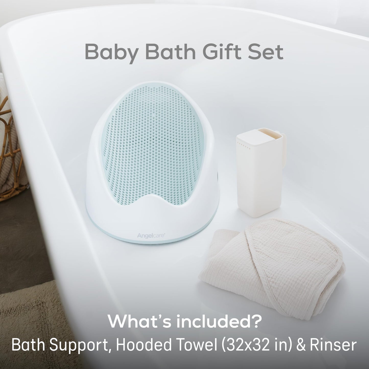 Angelcare Soft-Touch Baby Bath Support & Rinser Bundle, Aqua