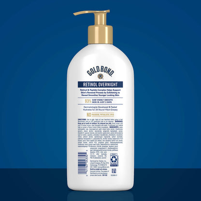 Gold Bond Age Renew Retinol Overnight Body & Face Lotion, Retinol Face and Body Lotion with Peptide Complex, 7 oz