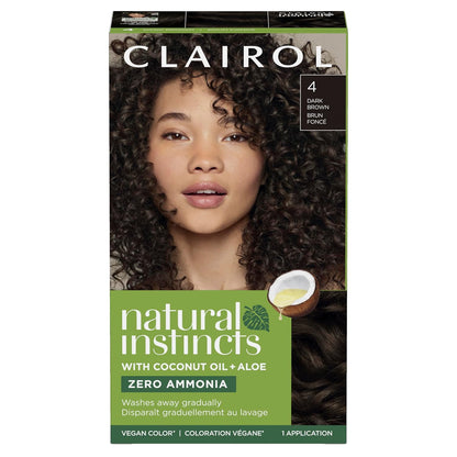 Clairol Natural Instincts Demi-Permanent Hair Dye, 4 Dark Brown | 1 Pack