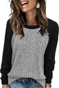 WIHOLL Long Sleeve Shirts for Women Lightweight Sweaters Fall Outfits 2026 Color Block Winter Clothing Dressy Casual Soft