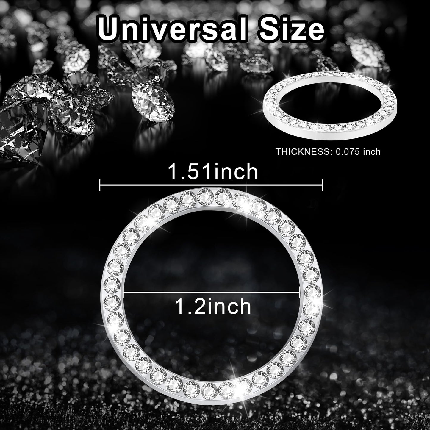 LivTee 2 PCS Crystal Double Rhinestone Car Engine Start Stop Decoration Ring, Bling Car Interior Accessories for Women, Push to Start Button Cover Sticker, Automotive Decals, Light Green