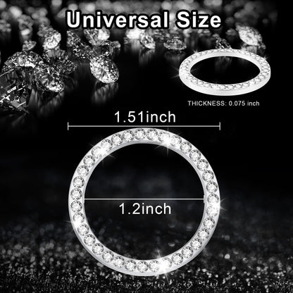 LivTee 2 PCS Crystal Double Rhinestone Car Engine Start Stop Decoration Ring, Bling Car Interior Accessories for Women, Push to Start Button Cover Sticker, Automotive Decals, Light Green