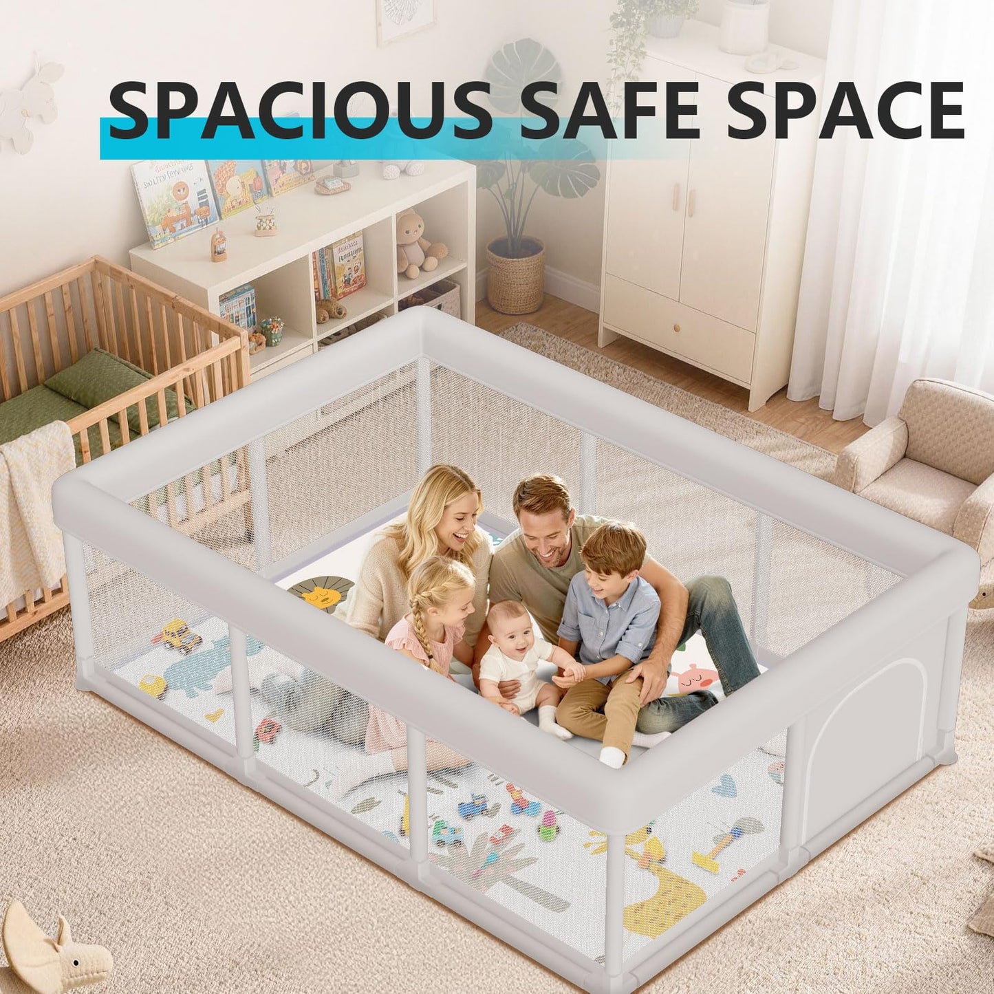 Hiaksedt Baby Playpen 50x50 Inch, Play Pens for Babies and Toddlers