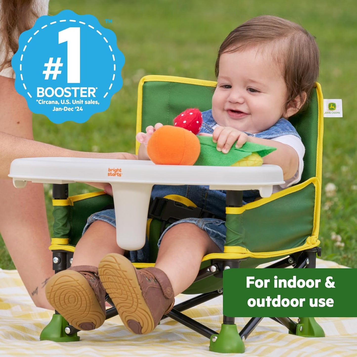 Bright Starts Pop 'N Sit Portable Booster, Indoor/Outdoor Use, Floor Seat with Feeding Tray, Teal, 6 Mos - 3 Yrs