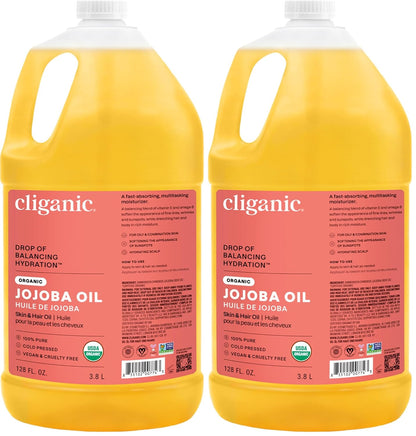 Cliganic Organic Jojoba Oil, 100% Pure Cold Pressed for Face & Hair, 4oz