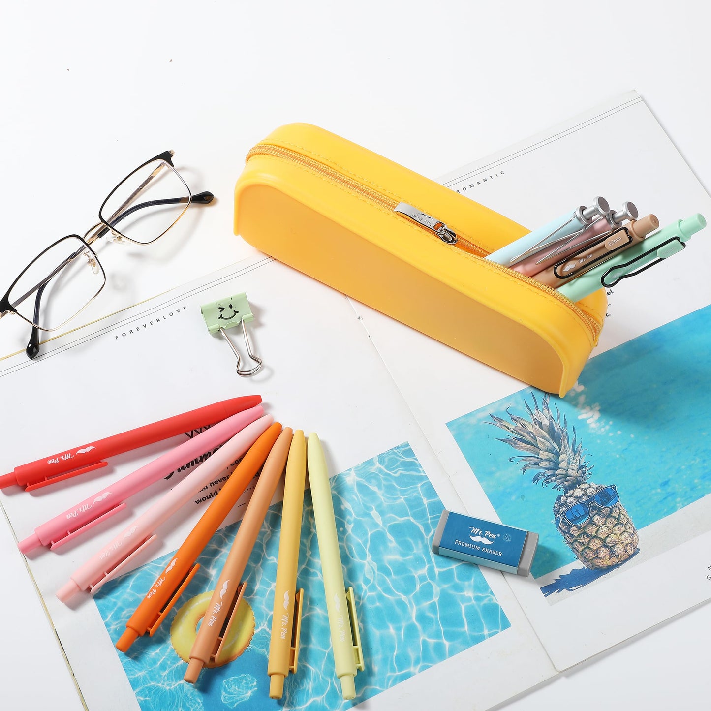 Mr. Pen- Silicone Pencil Case, Aesthetic Pencil Bag for Women, Makeup Pouch