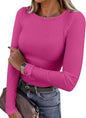 ANRABESS Women Long Sleeve Shirts Ribbed Fitted Tops