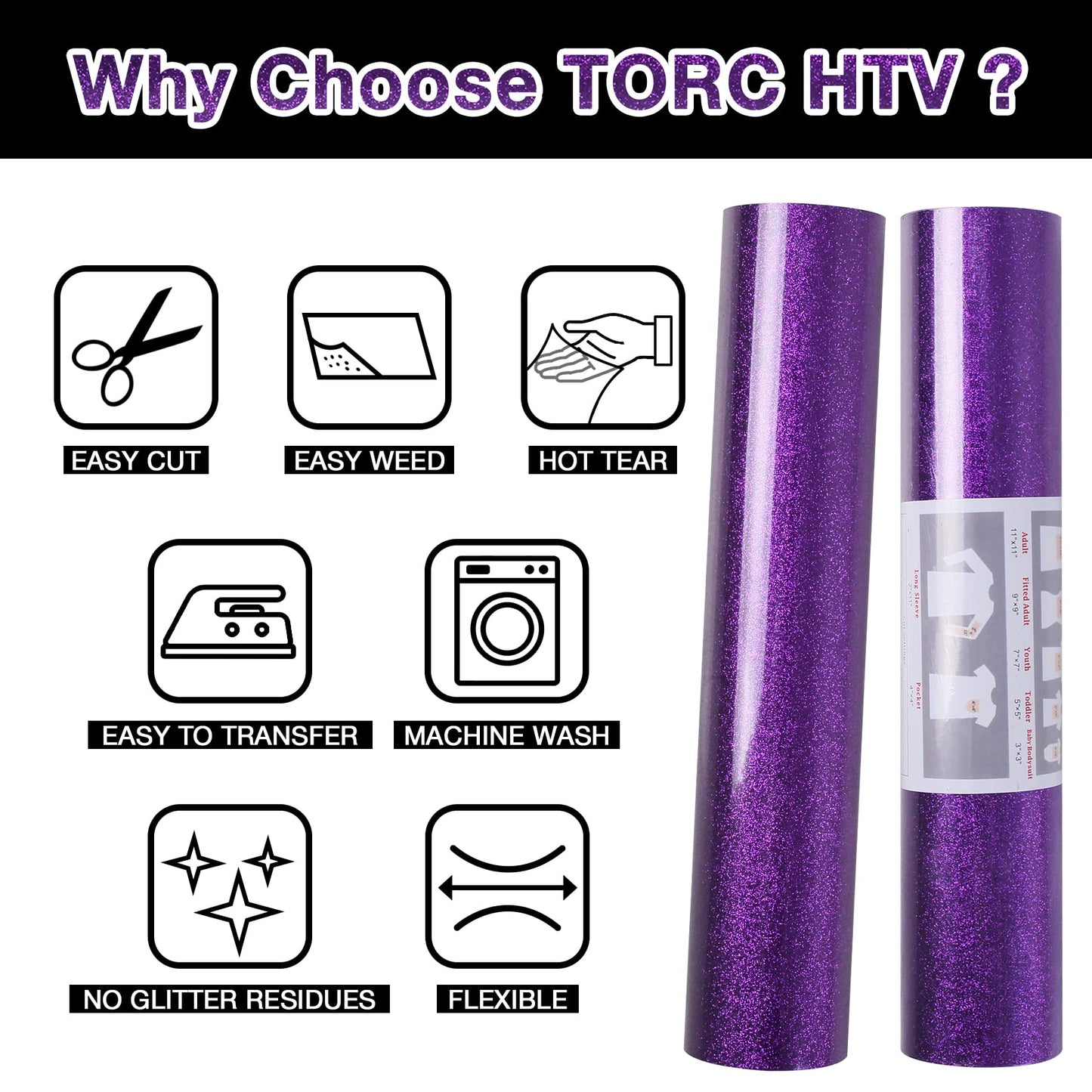 TORC Blush Glitter HTV Heat Transfer Vinyl Roll 12 inch x 5 ft Iron on Vinyl for T Shirts Crafts