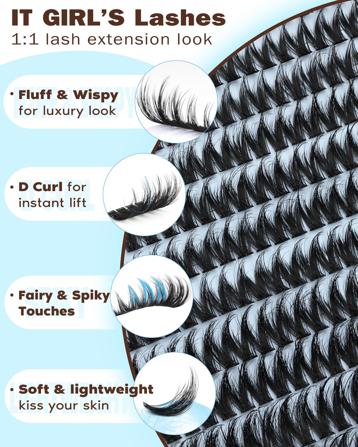 Goddvenus Pre-made Spikes Lash Clusters Wispy Manga Eyelash Clusters