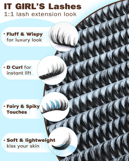 Goddvenus Pre-made Spikes Lash Clusters Wispy Manga Eyelash Clusters