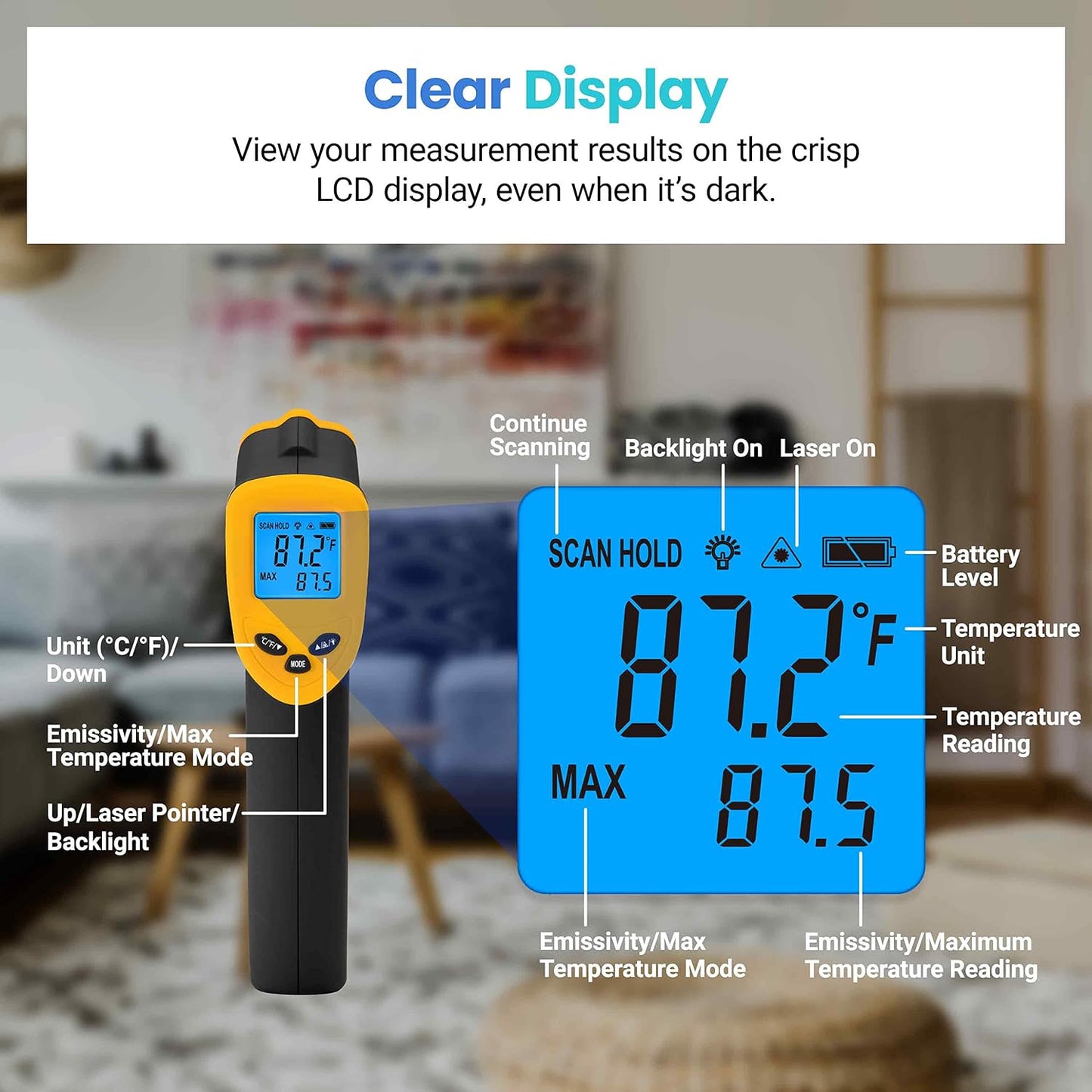 Etekcity Infrared Thermometer Laser Temperature Gun 774