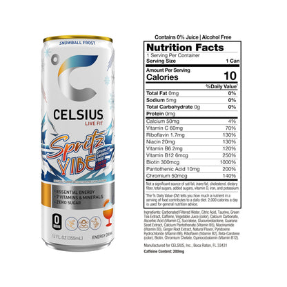 CELSIUS Sparkling Tropical Vibe, Functional Essential Energy Drink 12 Fl Oz (Pack of 12)