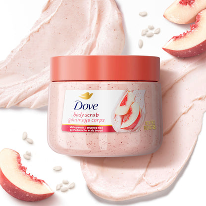 Dove Scrub Macadamia Rice Milk Body Scrub Exfoliates and Deeply 15 oz