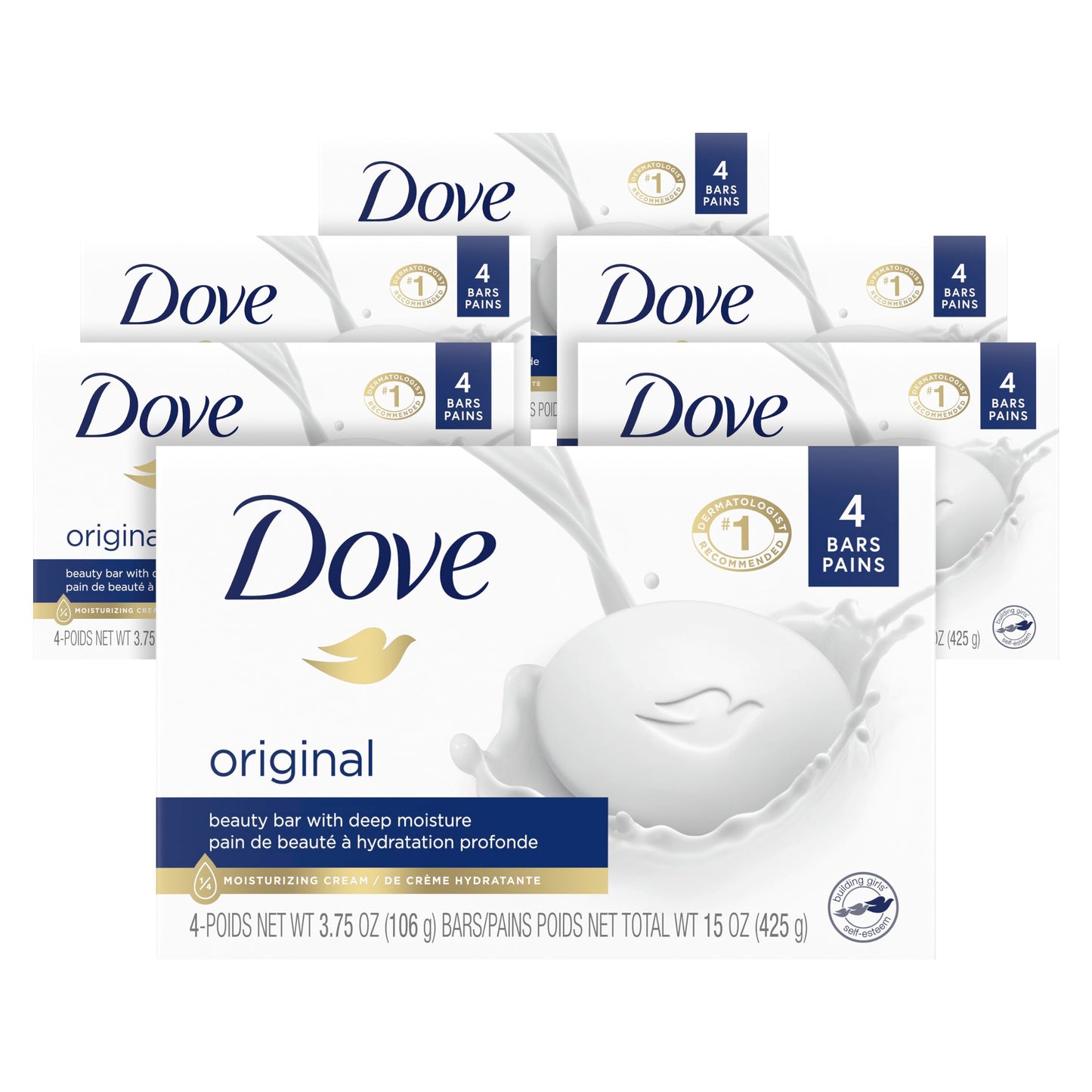 Dove Beauty Bar Soap Original 8 Count for Soft, Smooth Skin, with 1/4 Moisturizing Cream 3.75 oz | Moisturizing beauty bar with ¼ moisturizing cream for soft, smooth skin on face, body and hands
