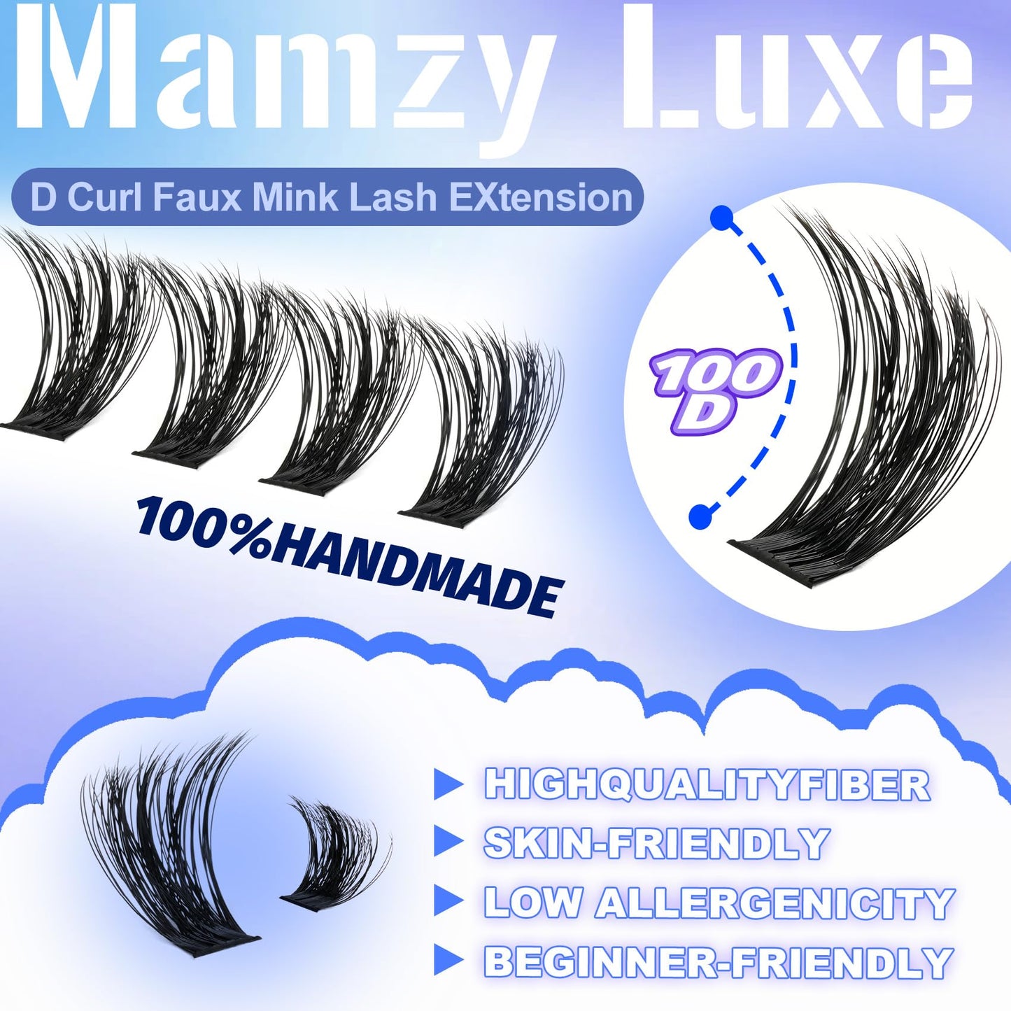 Lash Clusters Wispy 100D Eyelash Clusters 10-18mm Fluff Cluster Eyelash Extensions D Curl No Plastic Feel Individual Lashes Extension 204 Pcs Versatile False Eyelashes Clusters