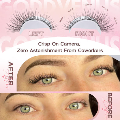 Goddvenus Brown Wispy Eye Lash Clusters Kit Natural Cluster Eyelash Extensions Kit False Eyelash Clusters Fluffy DIY Individual Lash Extensions Kit C Curl