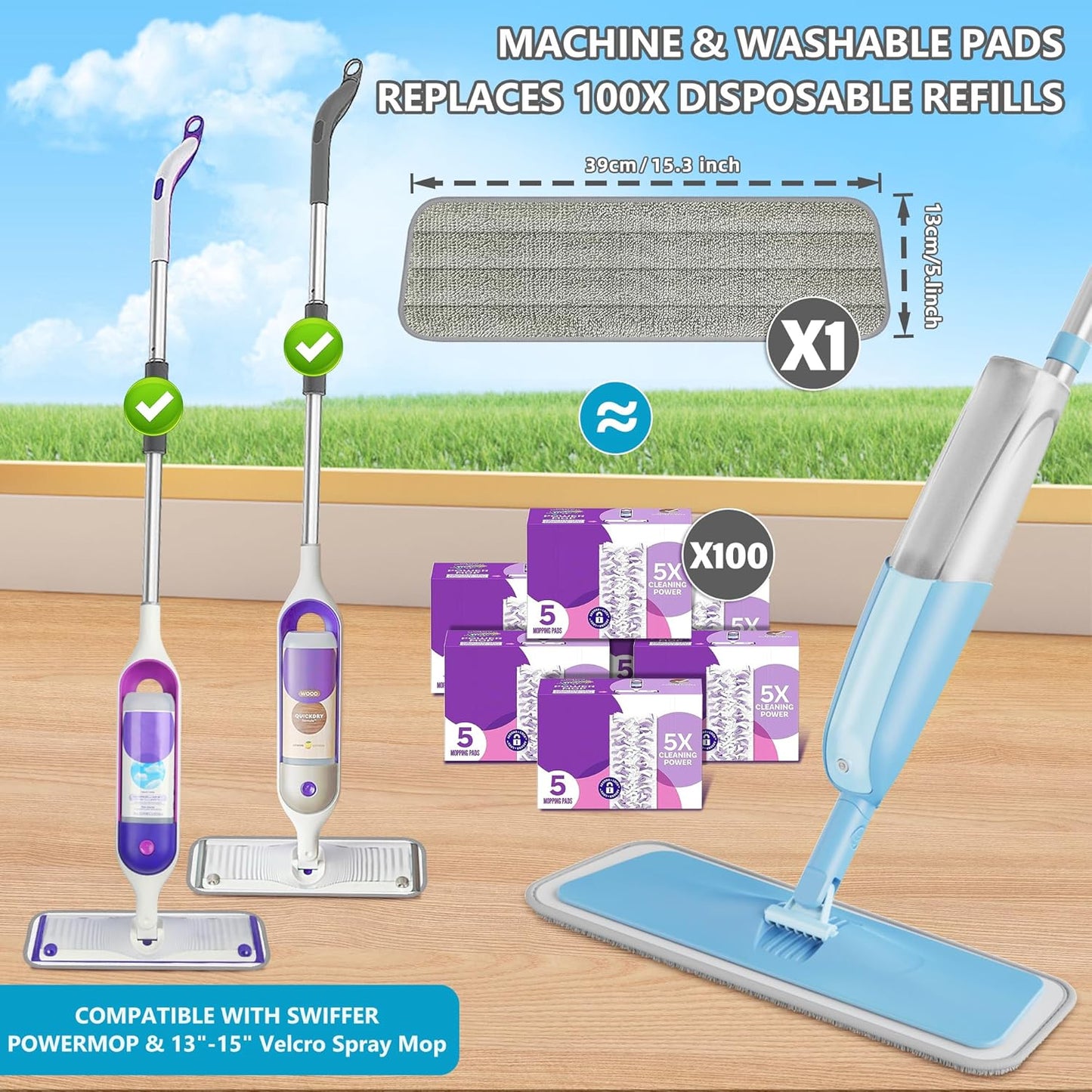 Spray Wet Mops for Floor Cleaning: Hardwood Floor Mop Refillable Dust Mop