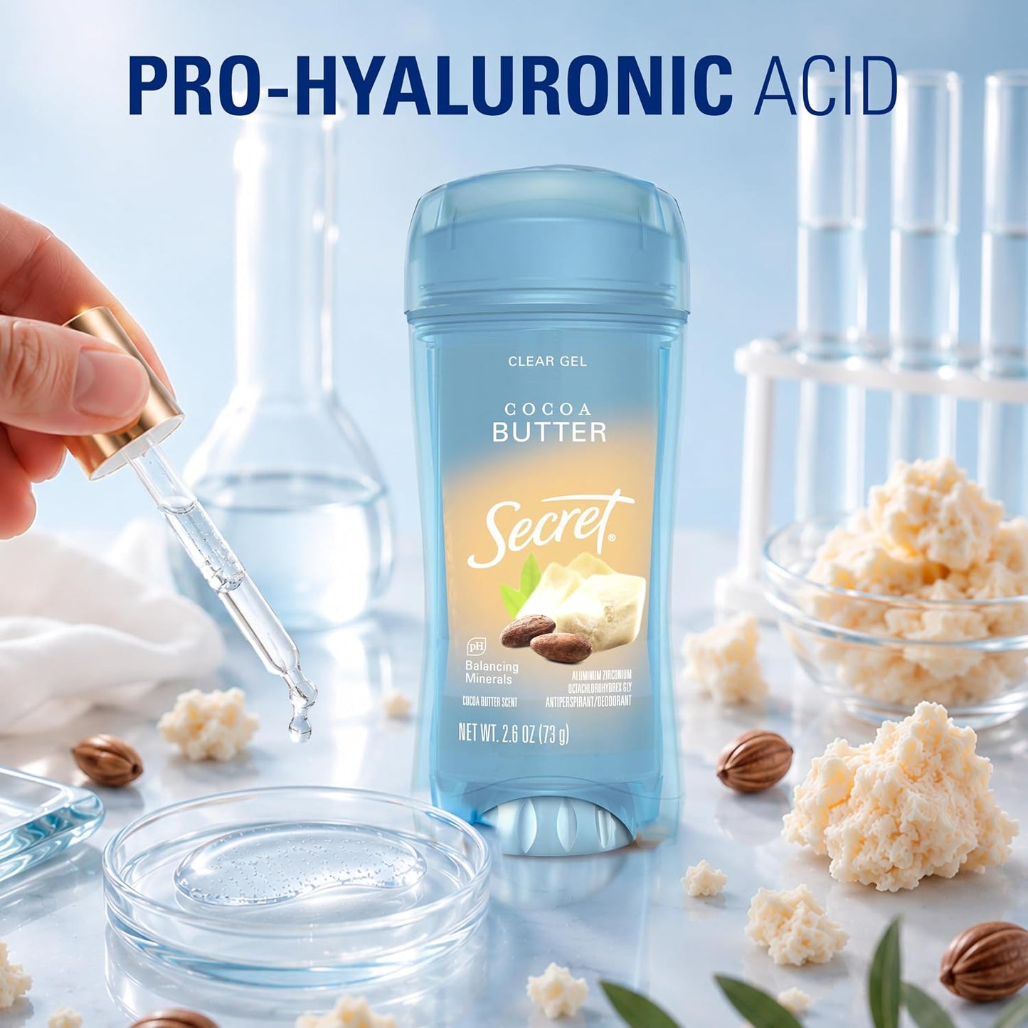 Secret Fresh Antiperspirant Deodorant for Women, 72hr Freshness on the Rocks with Pro-Hyaluronic Acid, Miami Mocktails Edition, Clear Gel, Pineapple Paradise with Pineapple & Coconut Scent, 2.6 oz