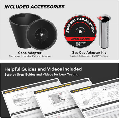 AutoLine Pro HyperSmoke™ Automotive Smoke Machine EVAP Vacuum Leak Tester – Adjustable Pressure – OEM Approved Smoke Fluid – Built-in Air Compressor Motor – Includes Cone and Gas Cap EVAP Adapter.