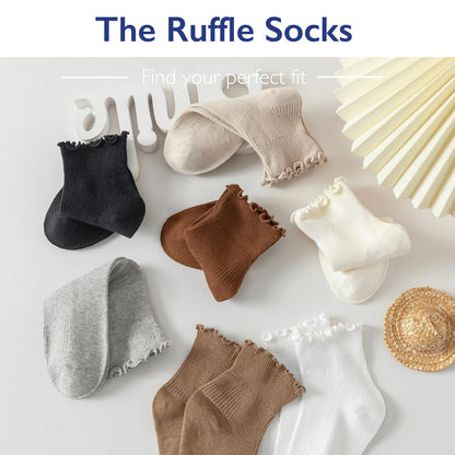 Hstyle 6 Pairs of Ruffle Socks Women, Cute Ruffle Ankle Socks
