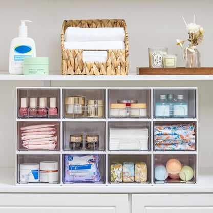 Vtopmart 2 Pack Small Clear Stackable Storage Drawers for Desk, Countertop