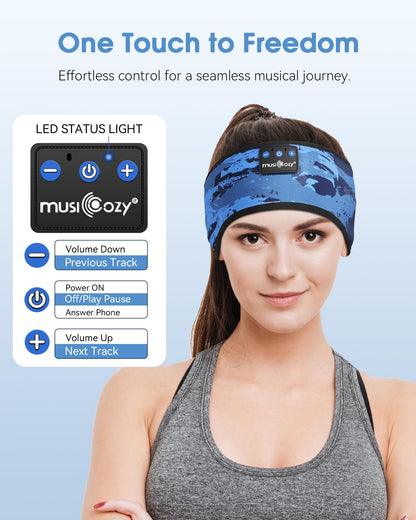 MUSICOZY Sleep Headphones Bluetooth Headband Headphones for Side Sleepers