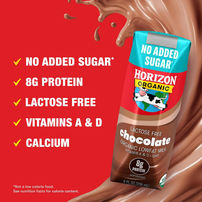Horizon Organic Shelf Stable Whole Milk Boxes, Pack of 18-8g Protein per Serving