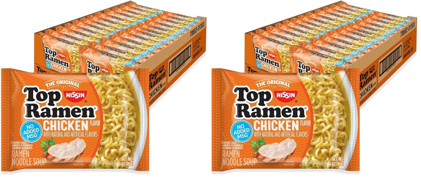 Nissin Top Ramen Noodle Soup, Chicken, 3 Ounce (Pack of 24)