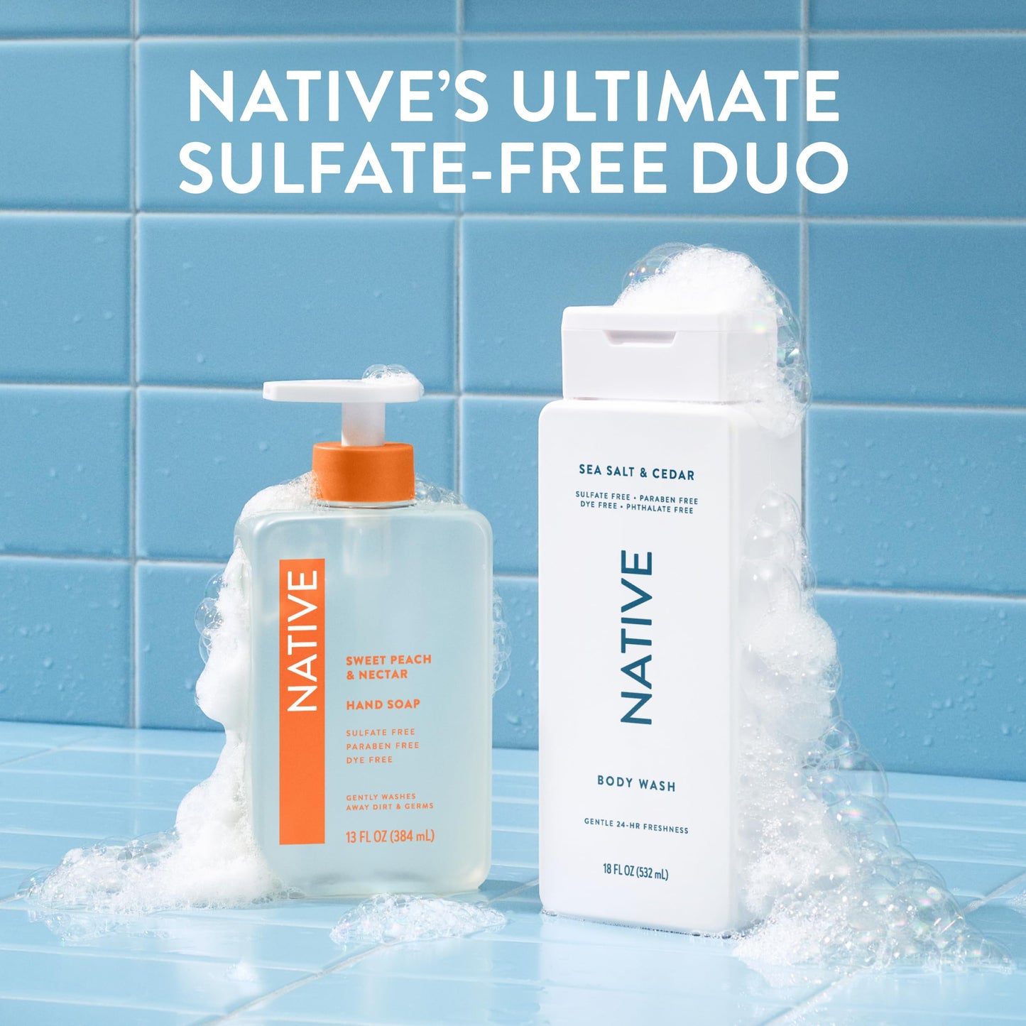 Native Clean Body Wash, Gentle & pH-balanced for Sensitive Skin, 24-Hr Freshness for Women & Men, Vegan & Cruelty-Free, Free of Sulfates, Parabens & Phthalates, Sandalwood & Shea Butter, 36 oz