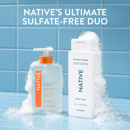 Native Clean Body Wash, Gentle & pH-balanced for Sensitive Skin, 24-Hr Freshness for Women & Men, Vegan & Cruelty-Free, Free of Sulfates, Parabens & Phthalates, Sandalwood & Shea Butter, 36 oz