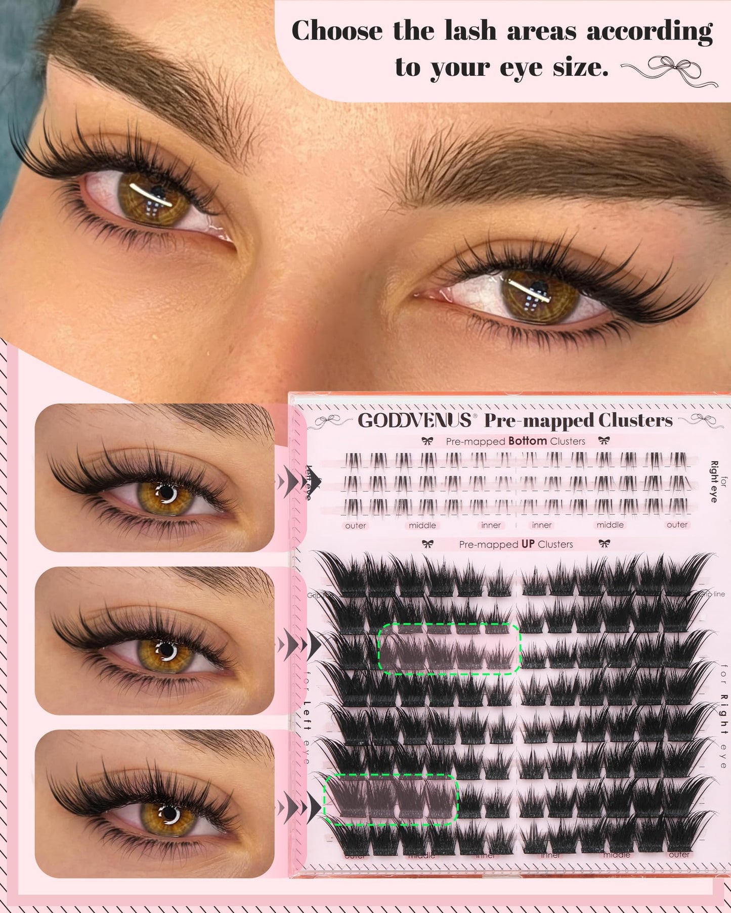 Goddvenus Pre-made Spikes Lash Clusters Wispy Manga Eyelash Clusters
