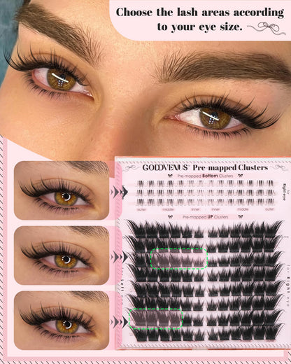 Goddvenus Pre-made Spikes Lash Clusters Wispy Manga Eyelash Clusters