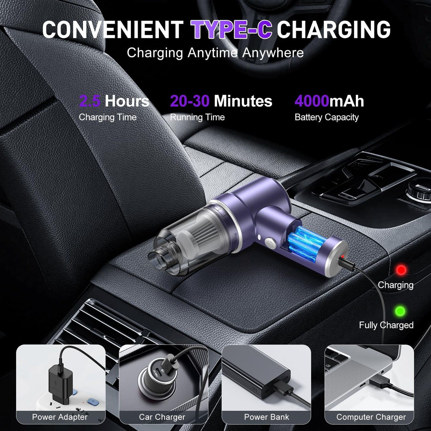 KMM Handheld Car Vacuum Cleaner, Hand Held Vacuum Cleaner and Air Duster