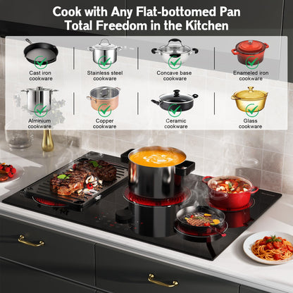 2 Burner Electric Cooktop 110V, 2000W, 24" Countertop & Built-in