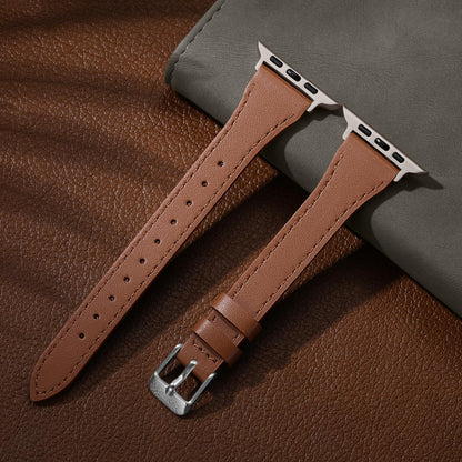 Charlam Slim Leather Band Compatible with Apple Watch Bands for Women 40mm 38mm 41mm 42mm 44mm 45mm 46mm, Top Grain Genuine Leather Strap Thin Wristband for iWatch Series 11 10 SE 9 8 7 6 5 4 3 2 1