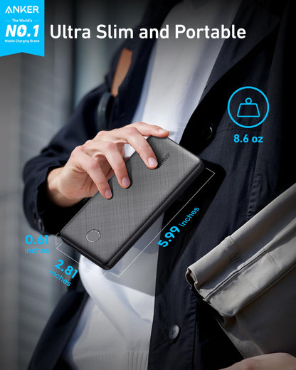 Anker Power Bank, 10,000mAh Portable Charger, PowerIQ USB-C Battery Pack