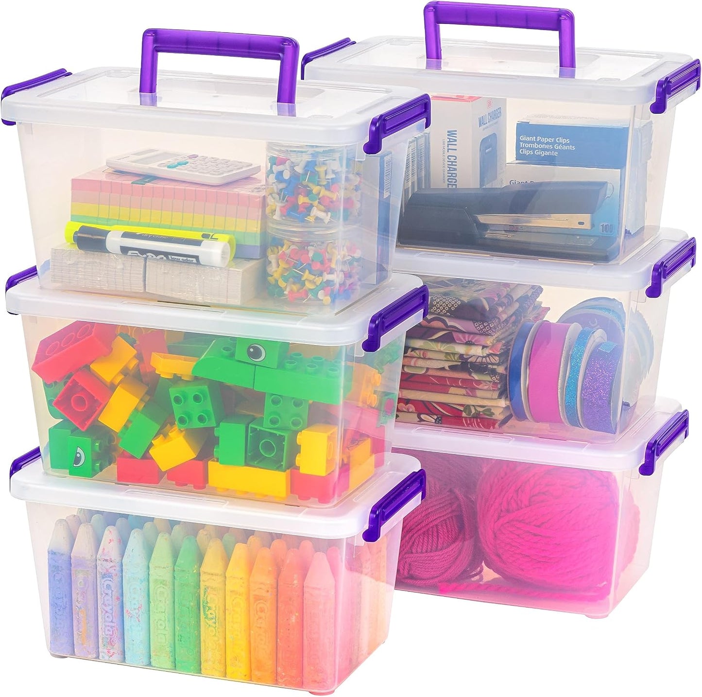 IRIS USA Storage Bins with Lids |Made in USA| 5 Qt - (6-Pack) - Clear