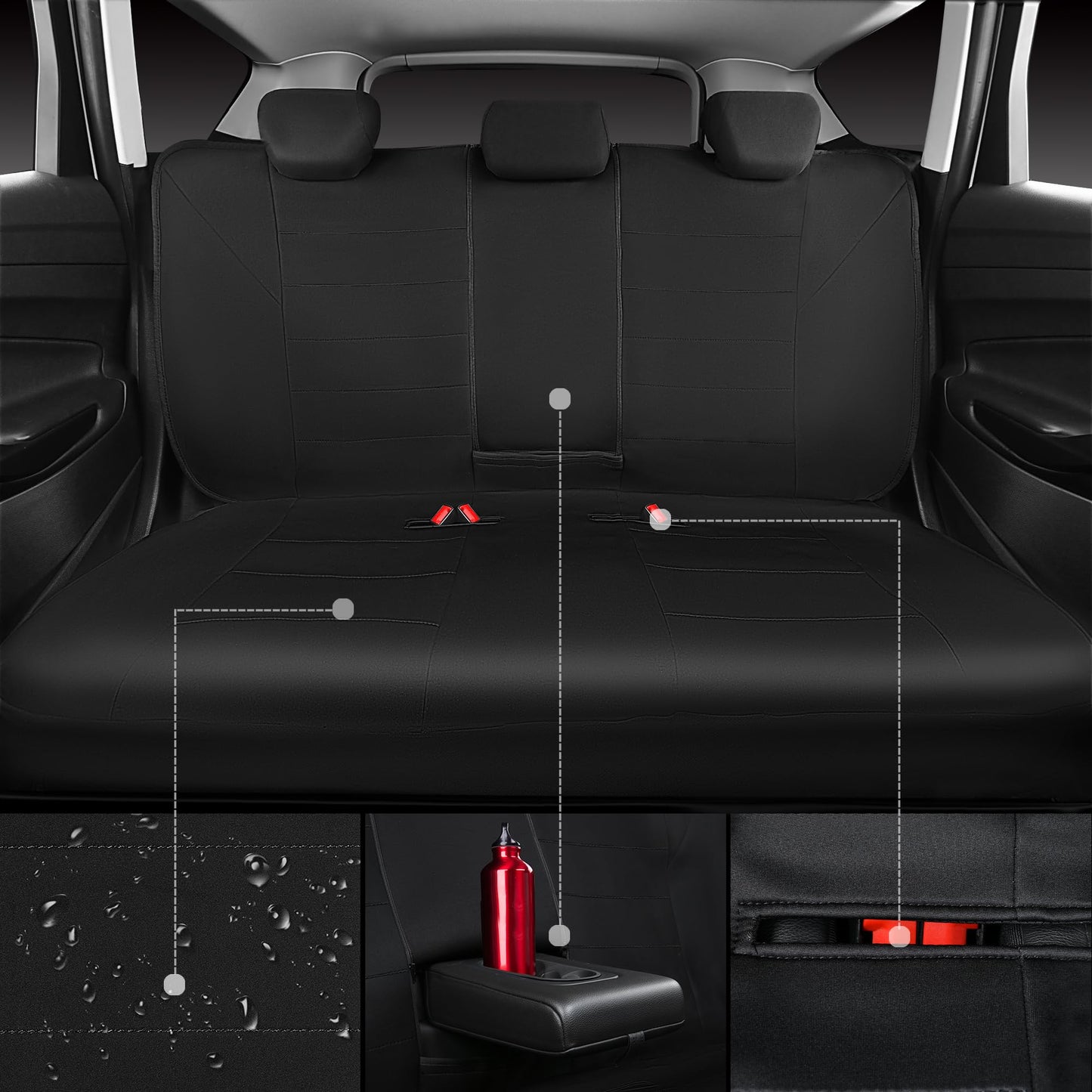 CAR PASS Waterproof Car Seat Covers Front Seats Only with 5mm Composite EVA, Neoprene Car Seat Cover with Separate Headrest Cover, Quick Setup Universal Fit for Car SUV Trucks,Airbag Compatible（Gray