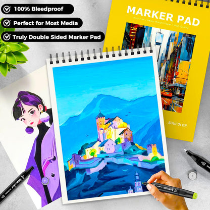 Soucolor Sketch Book 9" x 12", 100 Sheets Kids Art Sketchbook Drawing Pad