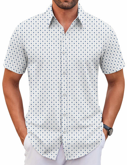 COOFANDY Men's Stretch Dress Shirts Short Sleeve Wrinkle Free Casual Button Down Shirts