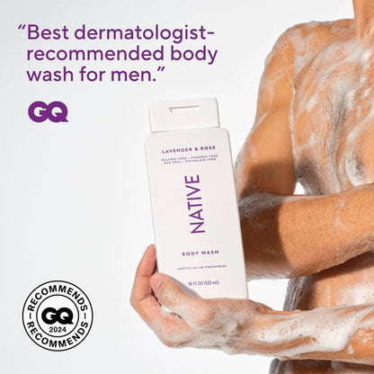 Native Clean Body Wash, Gentle & pH-balanced for Sensitive Skin, 24-Hr Freshness for Women & Men, Vegan & Cruelty-Free, Free of Sulfates, Parabens & Phthalates, Cashmere & Rain, 18 fl oz