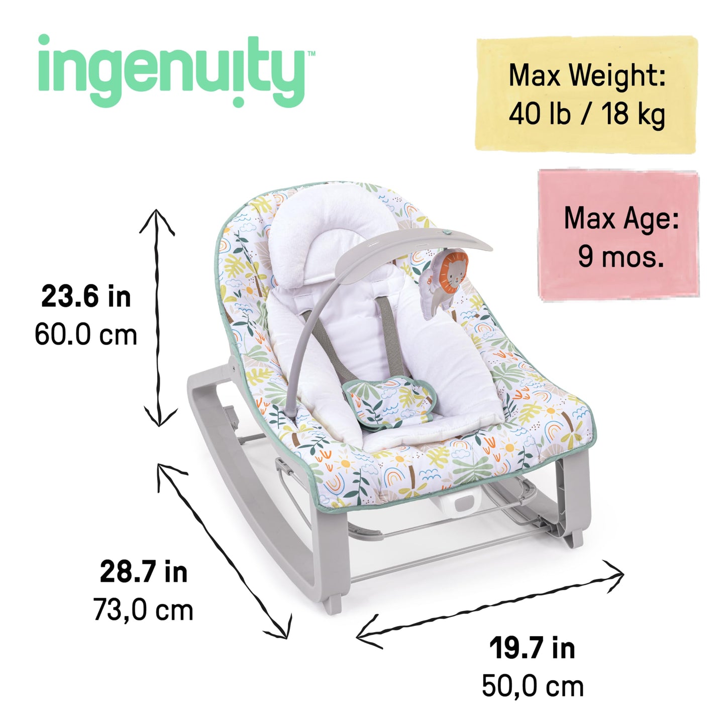 Ingenuity Keep Cozy 3-in-1 Grow with Me Vibrating Baby Bouncer, Seat & Infant to Toddler Rocker, Vibrations & -Toy Bar, 0-30 Months Up to 40 lbs (Weaver)