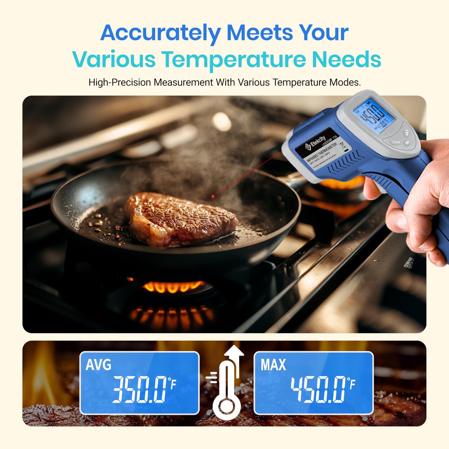 Etekcity Infrared Thermometer Laser Temperature Gun 774