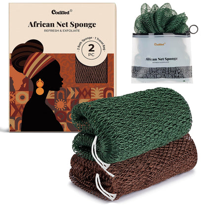 CORATED African Net Sponge with Knots Authentic, Shower Loofah Bath Sponge