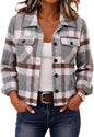 Zeagoo Flannels for Women Cropped Shacket Jacket Fashion Plaid Fall Coat