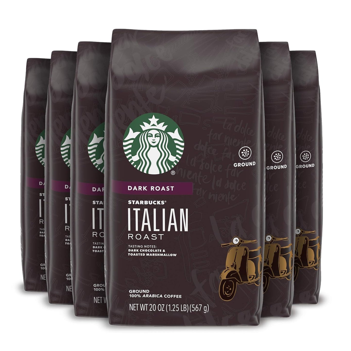Starbucks Ground Coffee, Dark Roast Coffee, Italian Roast, 100% Arabica, 1 bag (18 oz)